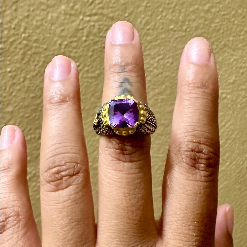 18kt and Silver Amethyst ring by Stambolian